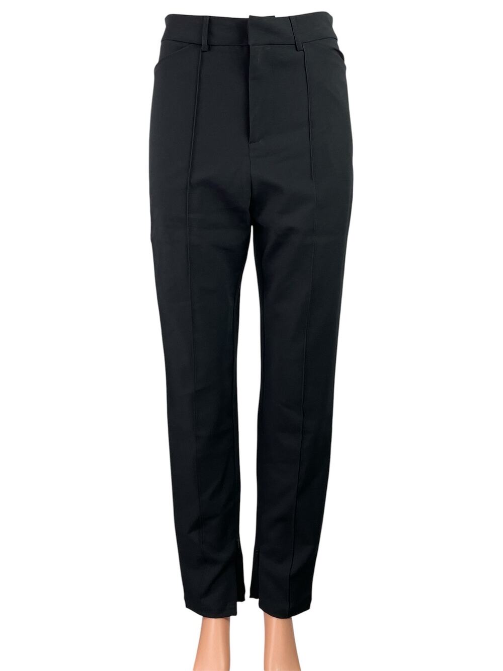 NEW Cider Women's Black Pleated High Waisted Straight Trousers Pants Size XS